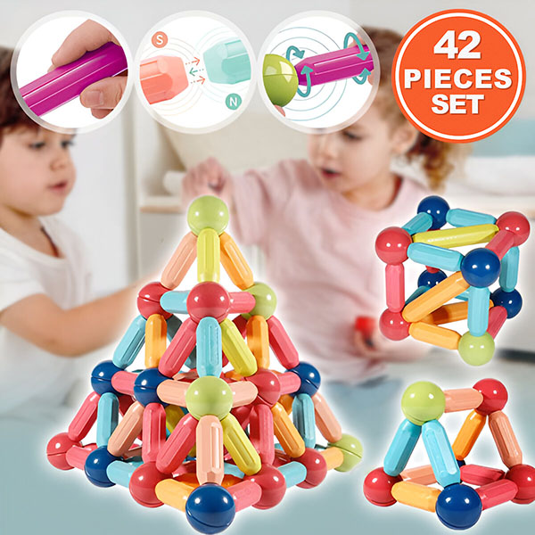 Juego de bloques de construcción magnéticos para niños (42 unidades) | SUPERBLOCK