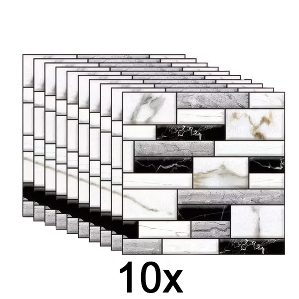 1x Pegatinas de pared 3D con apariencia de mármol (10 unidades) | MARBLEBLOCKS