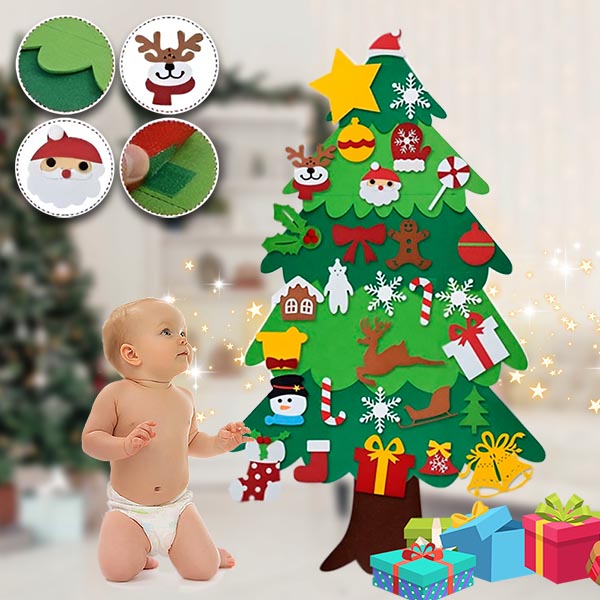 Árbol de Navidad de fieltro con adornos | FELTPINETREE