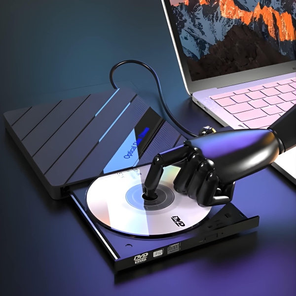 Unidad de DVD externa + concentrador USB de 4 puertos con lector de tarjetas SD y puerto USB-C | LAPDISC